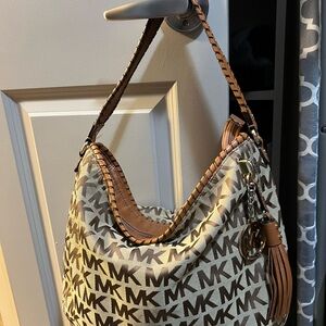 Michael Kors Tan and Cream Logo Shoulder Bag